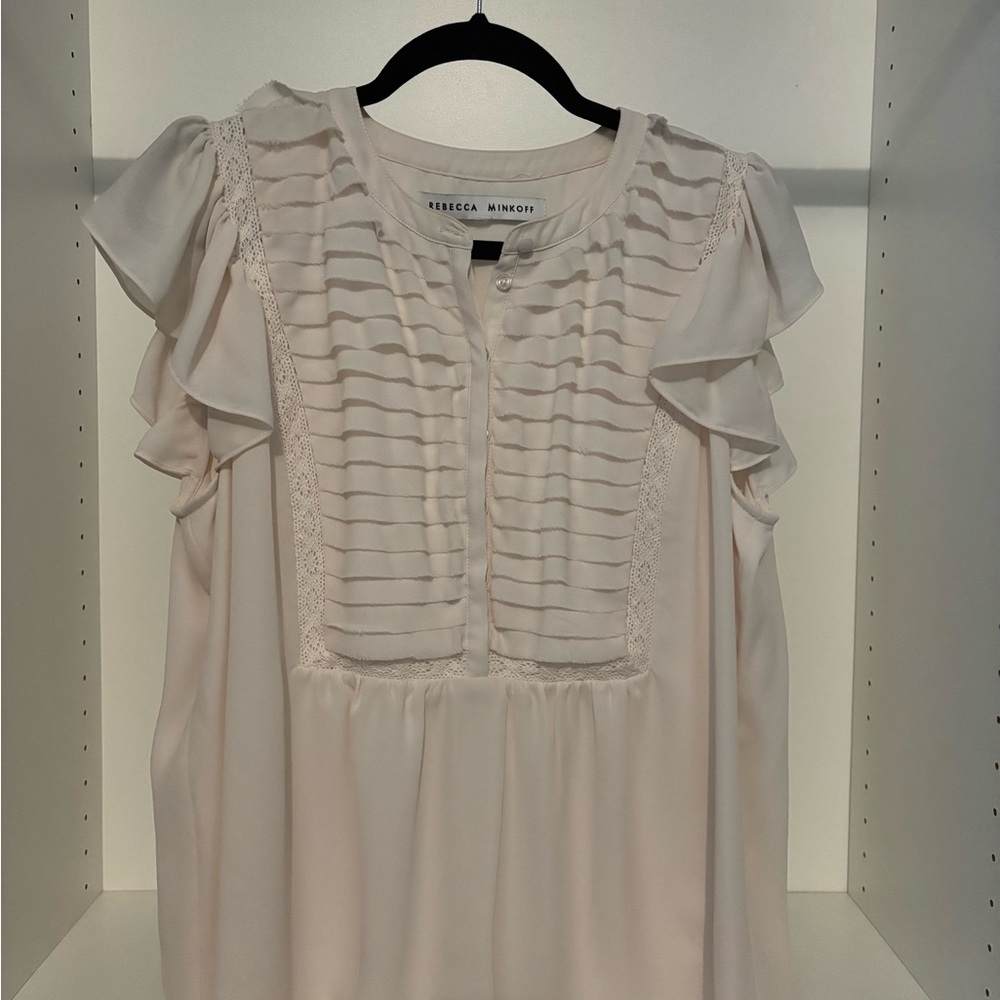 NWOT Rebecca Minkoff Soft Cream Ruffle Blouse